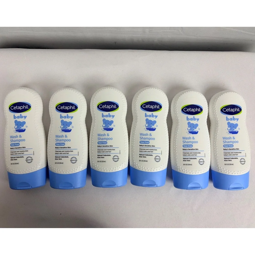 6 Pack Cetaphil Baby Wash & Shampoo with Natural Calendula Tear Free‎ 7.8oz Each